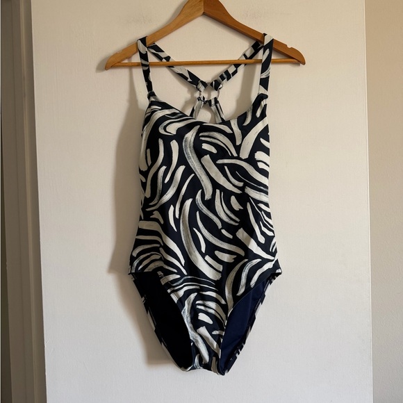 Hurley White/Blue Crossback UPF 50+ One Piece Swimsuit size Medium EUC - Picture 5 of 8